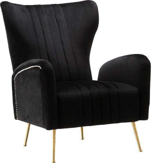 Opera Velvet Accent Chair - Contemporary Plush Design with Elegant Gold Legs for Stylish Living Spaces