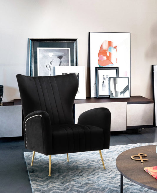 Opera Velvet Accent Chair - Contemporary Plush Design with Elegant Gold Legs for Stylish Living Spaces