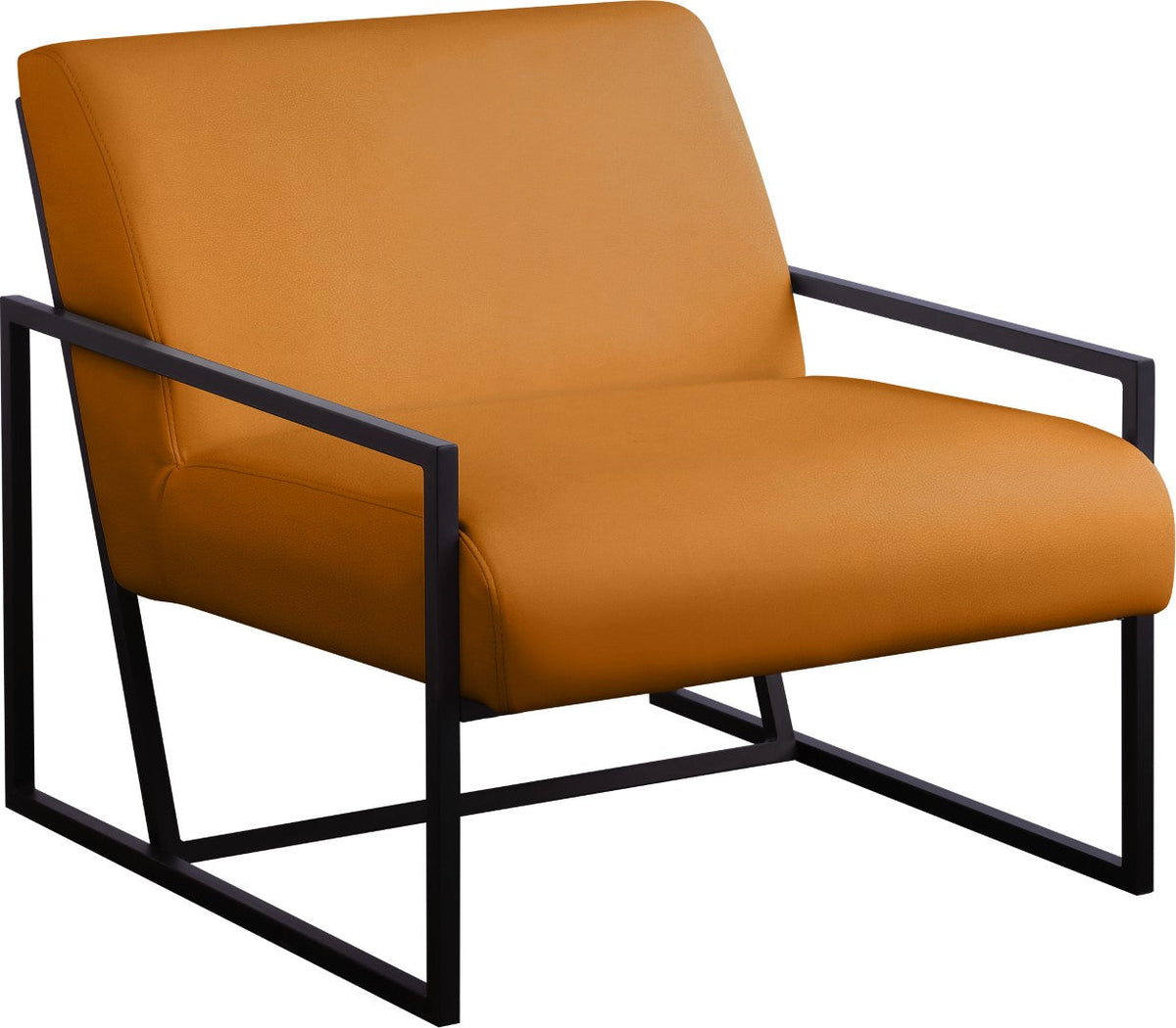 Industry Faux Leather Accent Chair - Contemporary Comfort with Sturdy Matte Black Frame Design