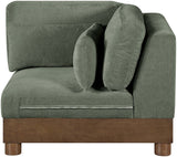 Turin - Chenille Fabric Upholstered Modular Corner Chair - Walnut Base