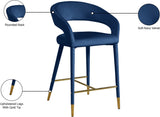 Destiny Contemporary Stool - Luxurious Velvet Upholstery with Elegant Gold Tipped Legs for Comfort