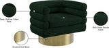 Tessa Contemporary Swivel Accent Chair with Deep Channel Tufting and Stylish Gold Base Design
