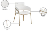 Yara Faux Leather Dining Chair Set - Modern Cream Upholstery with Sturdy Iron Frame & Brass Accents