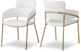 Yara Faux Leather Dining Chair Set - Modern Cream Upholstery with Sturdy Iron Frame & Brass Accents
