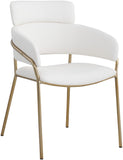 Yara Faux Leather Dining Chair Set - Modern Cream Upholstery with Sturdy Iron Frame & Brass Accents