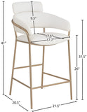Yara Soft Cream Faux Leather Counter Stool with Brushed Brass Finish for Stylish Contemporary Decor