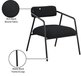 Carly Boucle Fabric Accent Chair – Modern Midcentury Design with Matte Black Frame & Bold Lines
