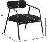 Carly Boucle Fabric Accent Chair – Modern Midcentury Design with Matte Black Frame & Bold Lines
