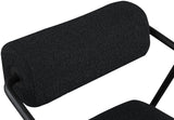 Carly Boucle Fabric Accent Chair – Modern Midcentury Design with Matte Black Frame & Bold Lines