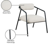 Carly Boucle Fabric Accent Chair – Modern Midcentury Design with Matte Black Frame & Bold Lines