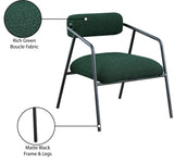 Carly Boucle Fabric Accent Chair – Modern Midcentury Design with Matte Black Frame & Bold Lines