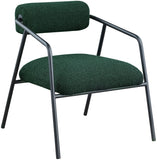 Carly Boucle Fabric Accent Chair – Modern Midcentury Design with Matte Black Frame & Bold Lines