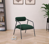 Carly Boucle Fabric Accent Chair – Modern Midcentury Design with Matte Black Frame & Bold Lines