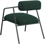 Carly Boucle Fabric Accent Chair – Modern Midcentury Design with Matte Black Frame & Bold Lines