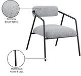 Carly Boucle Fabric Accent Chair – Modern Midcentury Design with Matte Black Frame & Bold Lines