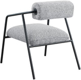 Carly Boucle Fabric Accent Chair – Modern Midcentury Design with Matte Black Frame & Bold Lines