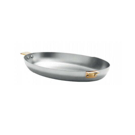 Mauviel Art Déco Stainless Steel Oval Pan With Brass Handles