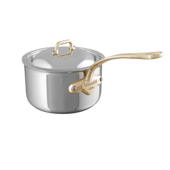 Mauviel M'COOK B Sauce Pan With Lid, Brass Handles, 6.5-Qt