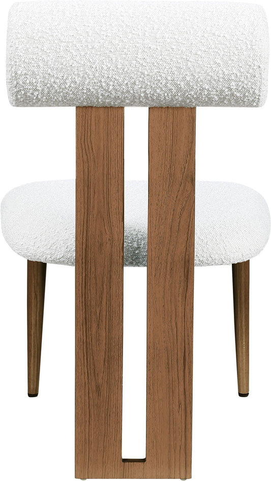 Dario - Boucle Dining Chair With Brown Frame (Set of 2) - Cream