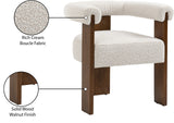 Barrel Cream Boucle Fabric Dining Chair - Elegant Mid-Century Design with Solid Wood Frame & Luxe Finish