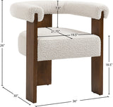 Barrel Cream Boucle Fabric Dining Chair - Elegant Mid-Century Design with Solid Wood Frame & Luxe Finish