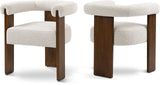 Barrel Cream Boucle Fabric Dining Chair - Elegant Mid-Century Design with Solid Wood Frame & Luxe Finish