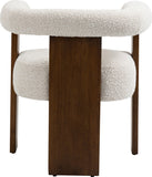 Barrel Cream Boucle Fabric Dining Chair - Elegant Mid-Century Design with Solid Wood Frame & Luxe Finish