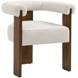 Barrel Cream Boucle Fabric Dining Chair - Elegant Mid-Century Design with Solid Wood Frame & Luxe Finish