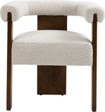 Barrel Cream Boucle Fabric Dining Chair - Elegant Mid-Century Design with Solid Wood Frame & Luxe Finish