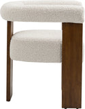 Barrel Cream Boucle Fabric Dining Chair - Elegant Mid-Century Design with Solid Wood Frame & Luxe Finish