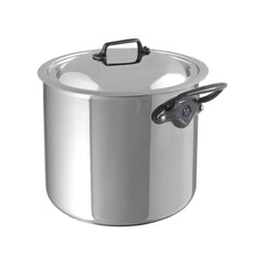 Mauviel M'Cook Iron 5-Ply Polished Stainless Steel Stock Pot With Lid, Cast Stainless Steel Handles, 9.7-Qt