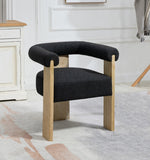 Barrel Mid-Century Dining Chair - Elegant Solid Wood Frame with Luxe Boucle for Modern Spaces