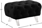 Crescent Contemporary Ottoman - Chic Velvet Seating with Deep Button Tufting and Acrylic Legs