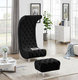 Crescent Contemporary Ottoman - Chic Velvet Seating with Deep Button Tufting and Acrylic Legs