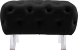 Crescent Contemporary Ottoman - Chic Velvet Seating with Deep Button Tufting and Acrylic Legs