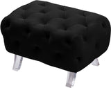 Crescent Contemporary Ottoman - Chic Velvet Seating with Deep Button Tufting and Acrylic Legs