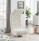 Crescent Modern Accent Chair with Soft Velvet Upholstery and Chic Acrylic Legs for Stylish Spaces