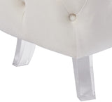 Crescent Contemporary Ottoman - Chic Velvet Seating with Deep Button Tufting and Acrylic Legs
