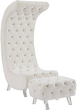 Crescent Contemporary Ottoman - Chic Velvet Seating with Deep Button Tufting and Acrylic Legs