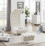 Crescent Contemporary Ottoman - Chic Velvet Seating with Deep Button Tufting and Acrylic Legs
