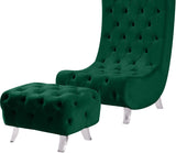 Crescent Modern Accent Chair with Soft Velvet Upholstery and Chic Acrylic Legs for Stylish Spaces