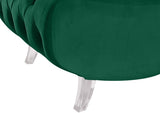 Crescent Modern Accent Chair with Soft Velvet Upholstery and Chic Acrylic Legs for Stylish Spaces