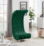 Crescent Modern Accent Chair with Soft Velvet Upholstery and Chic Acrylic Legs for Stylish Spaces