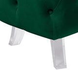 Crescent Contemporary Ottoman - Chic Velvet Seating with Deep Button Tufting and Acrylic Legs