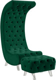 Crescent Contemporary Ottoman - Chic Velvet Seating with Deep Button Tufting and Acrylic Legs