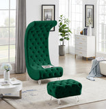 Crescent Contemporary Ottoman - Chic Velvet Seating with Deep Button Tufting and Acrylic Legs