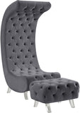 Crescent Contemporary Ottoman - Chic Velvet Seating with Deep Button Tufting and Acrylic Legs