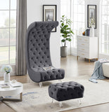 Crescent Contemporary Ottoman - Chic Velvet Seating with Deep Button Tufting and Acrylic Legs