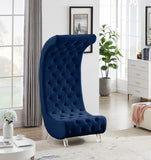 Crescent Modern Accent Chair with Soft Velvet Upholstery and Chic Acrylic Legs for Stylish Spaces