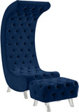 Crescent Contemporary Ottoman - Chic Velvet Seating with Deep Button Tufting and Acrylic Legs